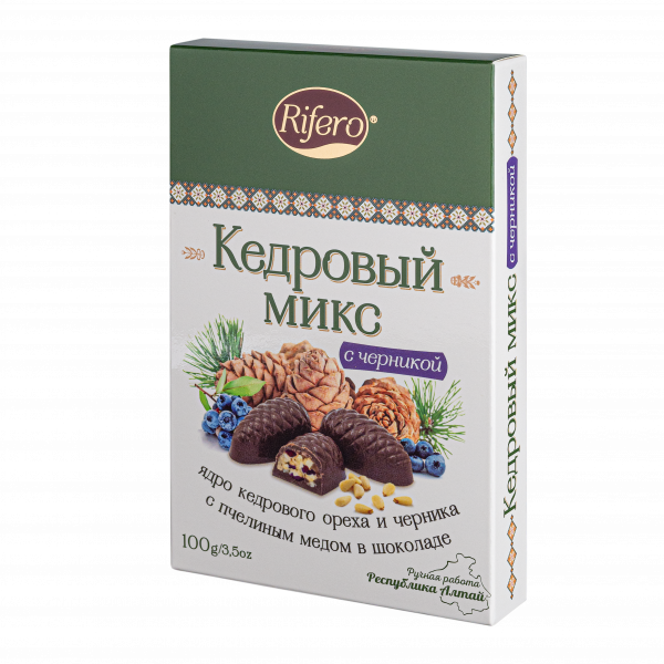 №1 Риф и ко Конфеты "Кедровый микс ЧЕРНИКА" 100г       в Гусь-Хрустальном