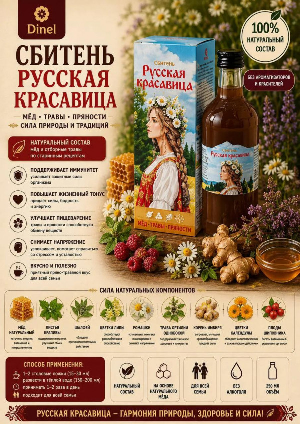 №3 Сбитень Русская красавица, 250мл в Гусь-Хрустальном