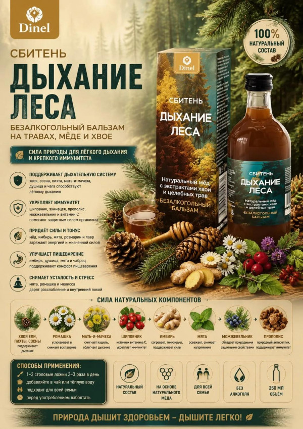 №3 Сбитень Дыхание леса, 250мл  в Гусь-Хрустальном