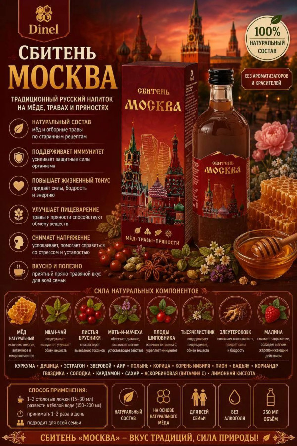 №3 Сбитень Москва, 250мл  в Гусь-Хрустальном